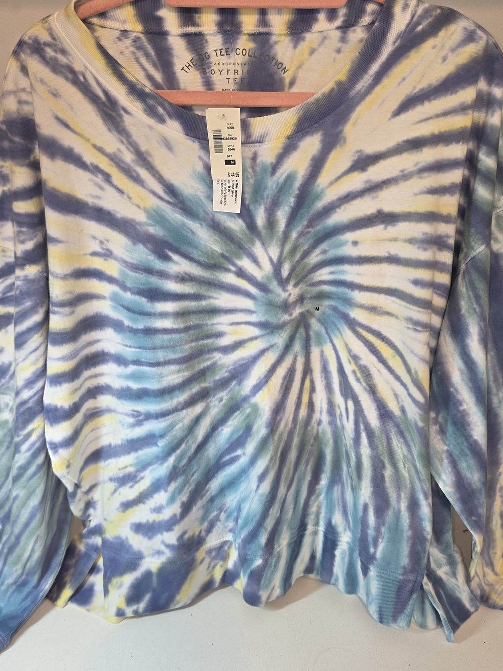Aeropostale Tie-Dye Boyfriend Sweatshirt in Blue, Yellow, White